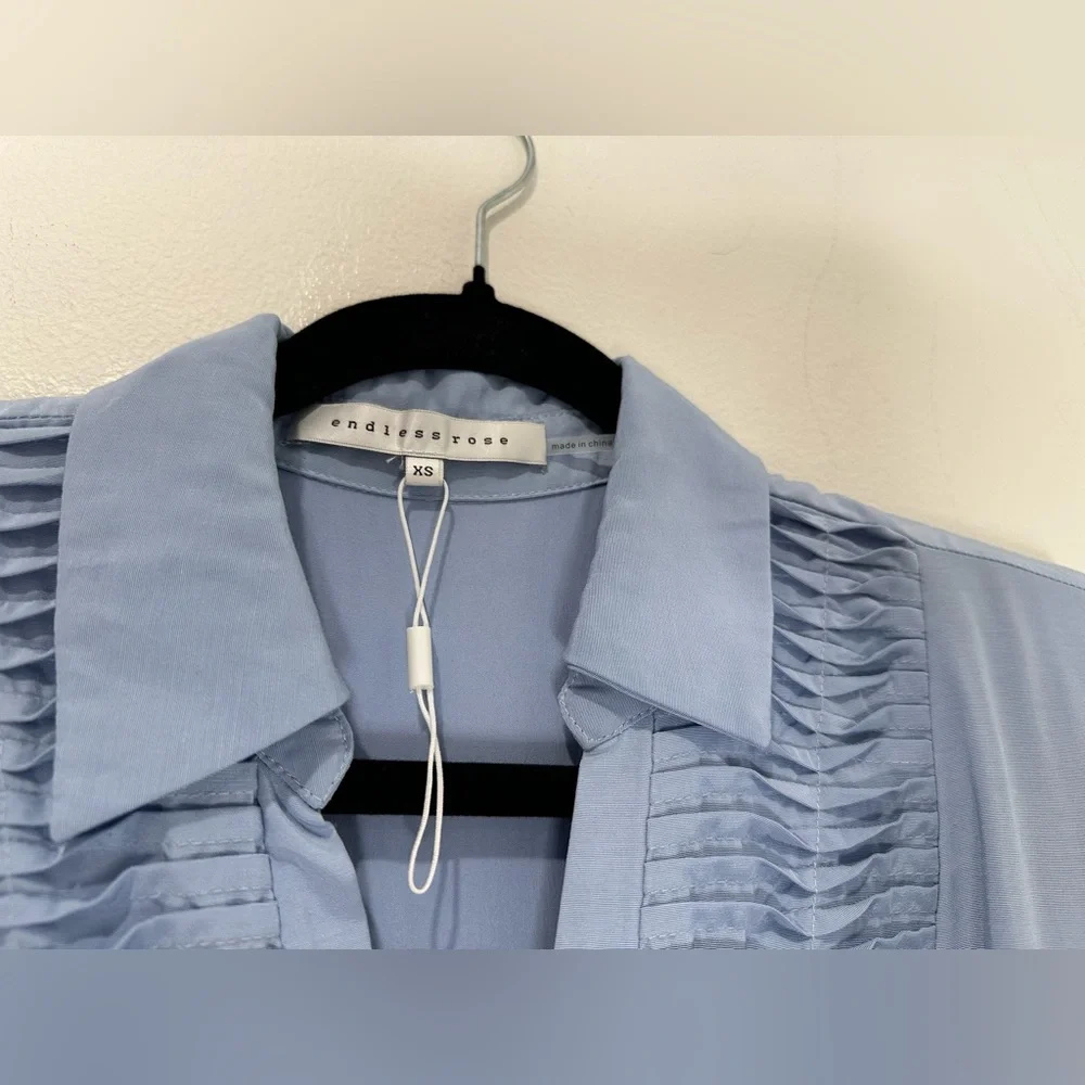 Endless Rose Light Blue Ruffled Blouse - Picture 9 of 14